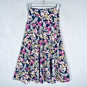 Effie's Heart Skirt Womens S Blue Pink Floral A Line Full Midi Costal Cowgirl